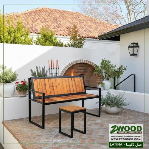 نیمکت چوبی فلزی