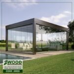 آلاچیق مدرن فلزی شیشه ای کد 0003